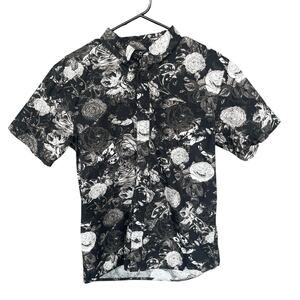 Empyre Mens Button Up Shirt Medium Roses Floral Cotton Lightweight Casual Summer